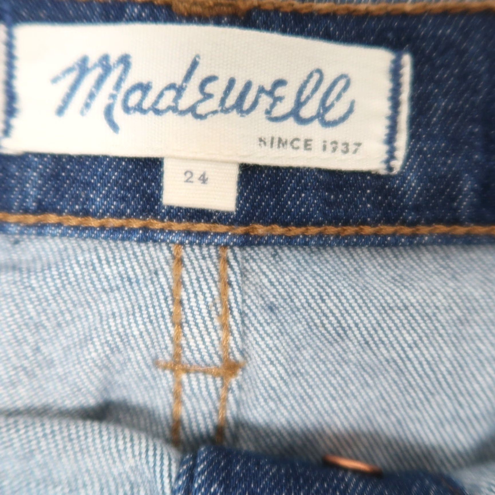 Madewell Madewell Denim Mini Skirt 24 Button Front High Rise Blue Solid Cotton Denim Women Short Casual Size 42" / US 20 - 4 Thumbnail