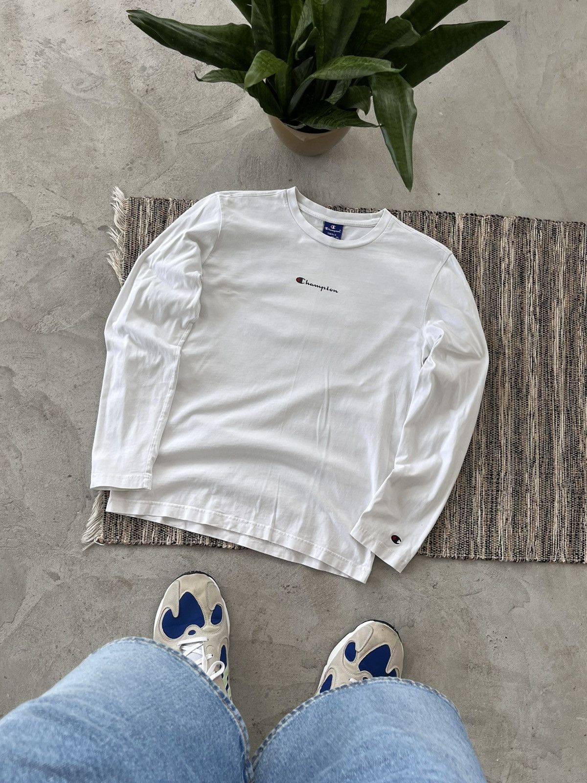 Champion × Vintage Vintage Champion Longsleeve Tshirt White Logo Blank tee Y2K Size US S / EU 44-46 / 1 - 2 Thumbnail