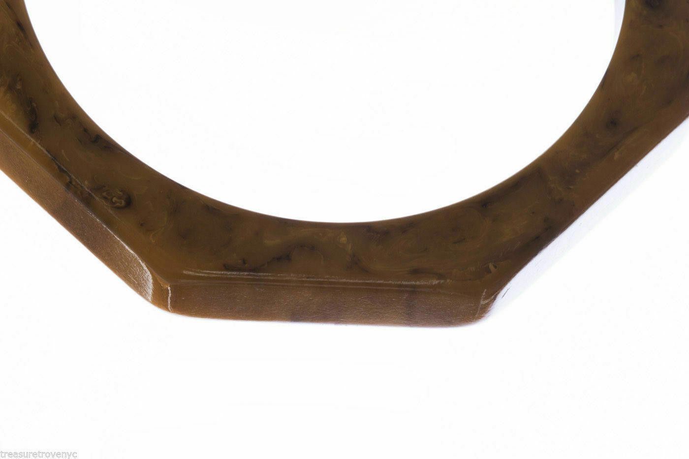 Designer Octagonal Cream and Brown Bakelite Swirl Bangle Bracelet Size ONE SIZE - 3 Thumbnail