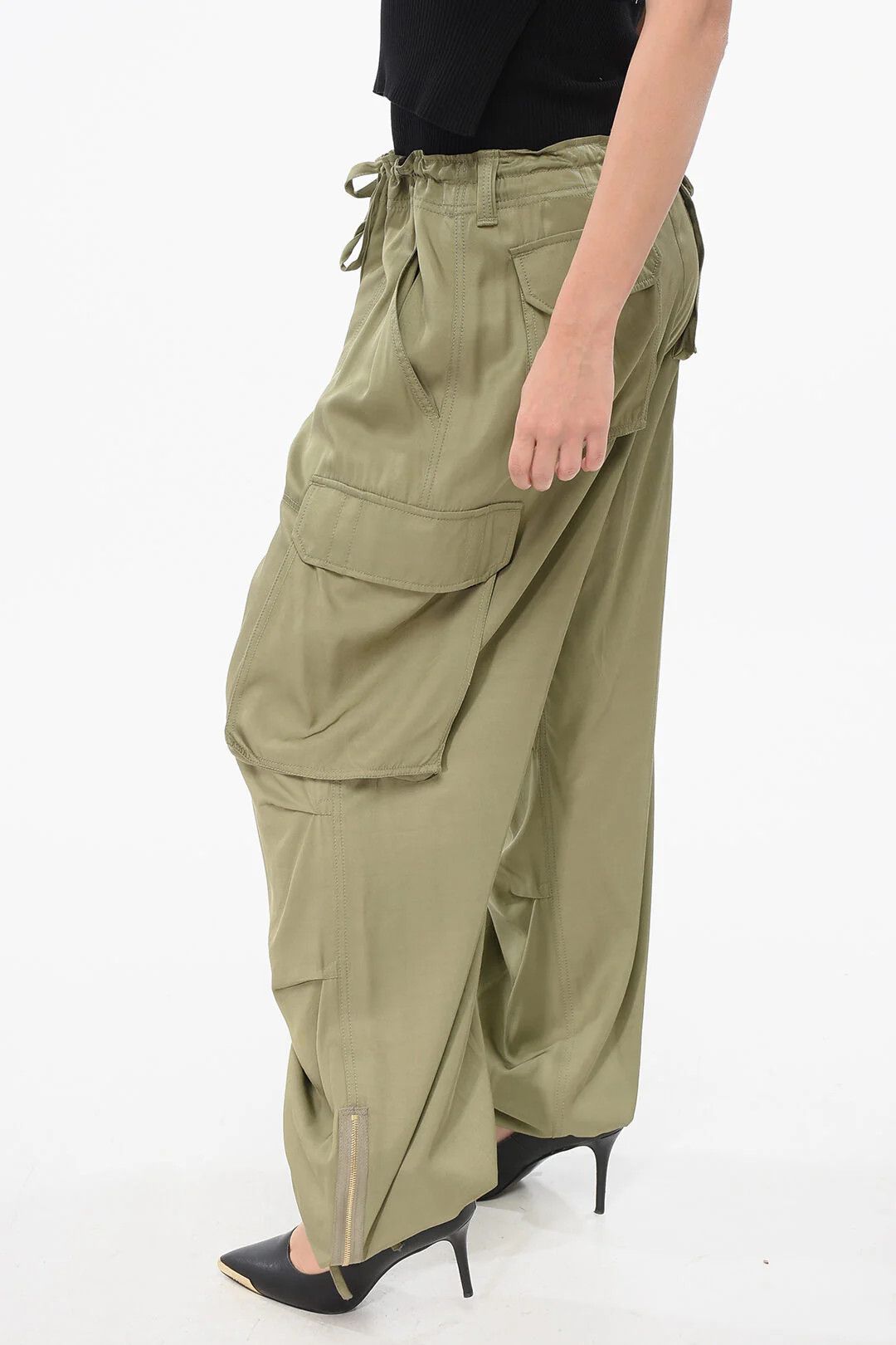 Golden Goose og1mm0426 Viscose Cargo Pant in Green Size 28" / US 6 / IT 42 - 3 Thumbnail