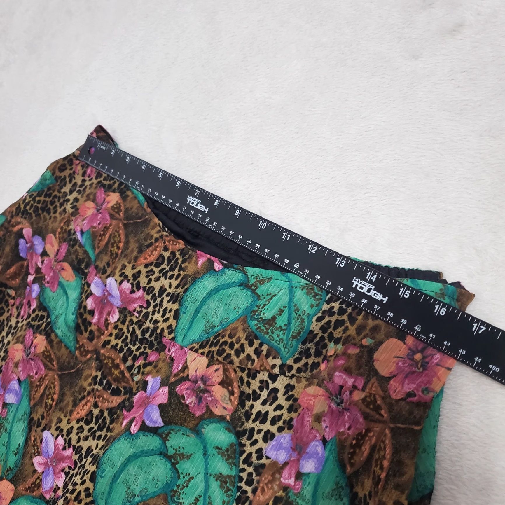 Vintage RQT Skirt Women L Brown Animal Tropical Floral Print A-Line Side Zip Lined FLAW Size 36" / US 14 / IT 50 - 6 Thumbnail