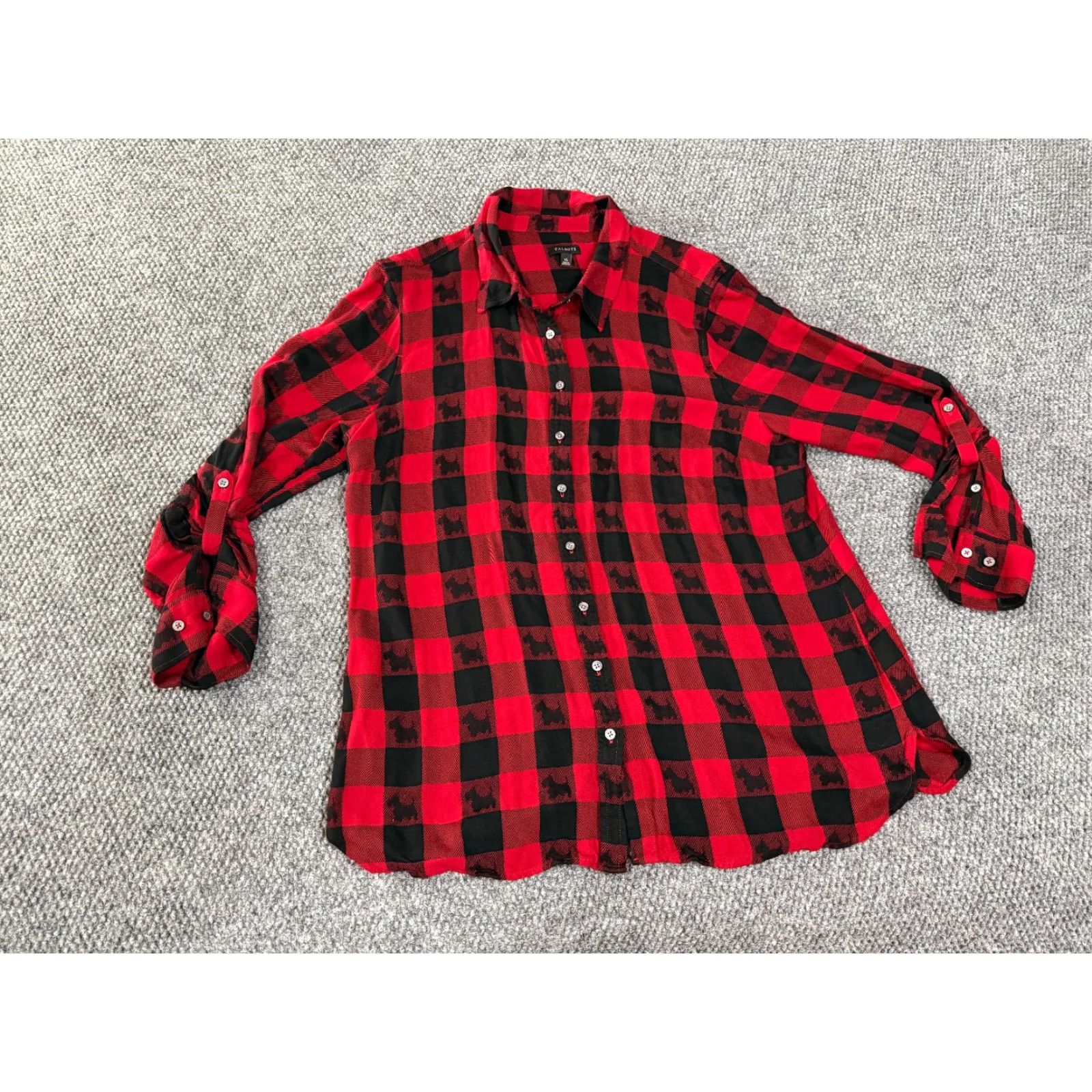 Talbots Talbots Shirt Womens XL red black plaid Scottie dog long sleeve Button-Up Casual Shirt Size XL / US 12-14 / IT 48-50 - 2 Thumbnail