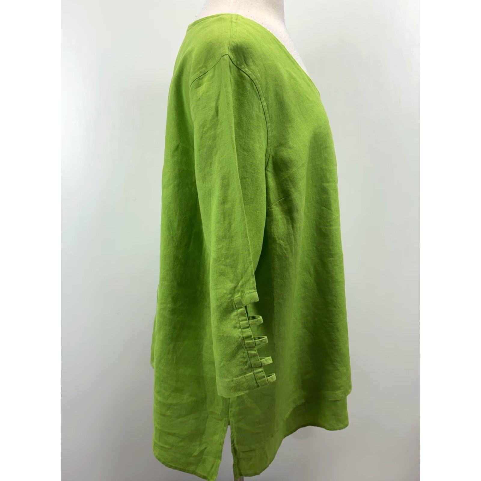 Vintage Ali Miles Linen Tunic Top Shirt Womens XL Green Breathable Lagonlook Artsy Vintage No? Size XL / US 12-14 / IT 48-50 - 4 Thumbnail
