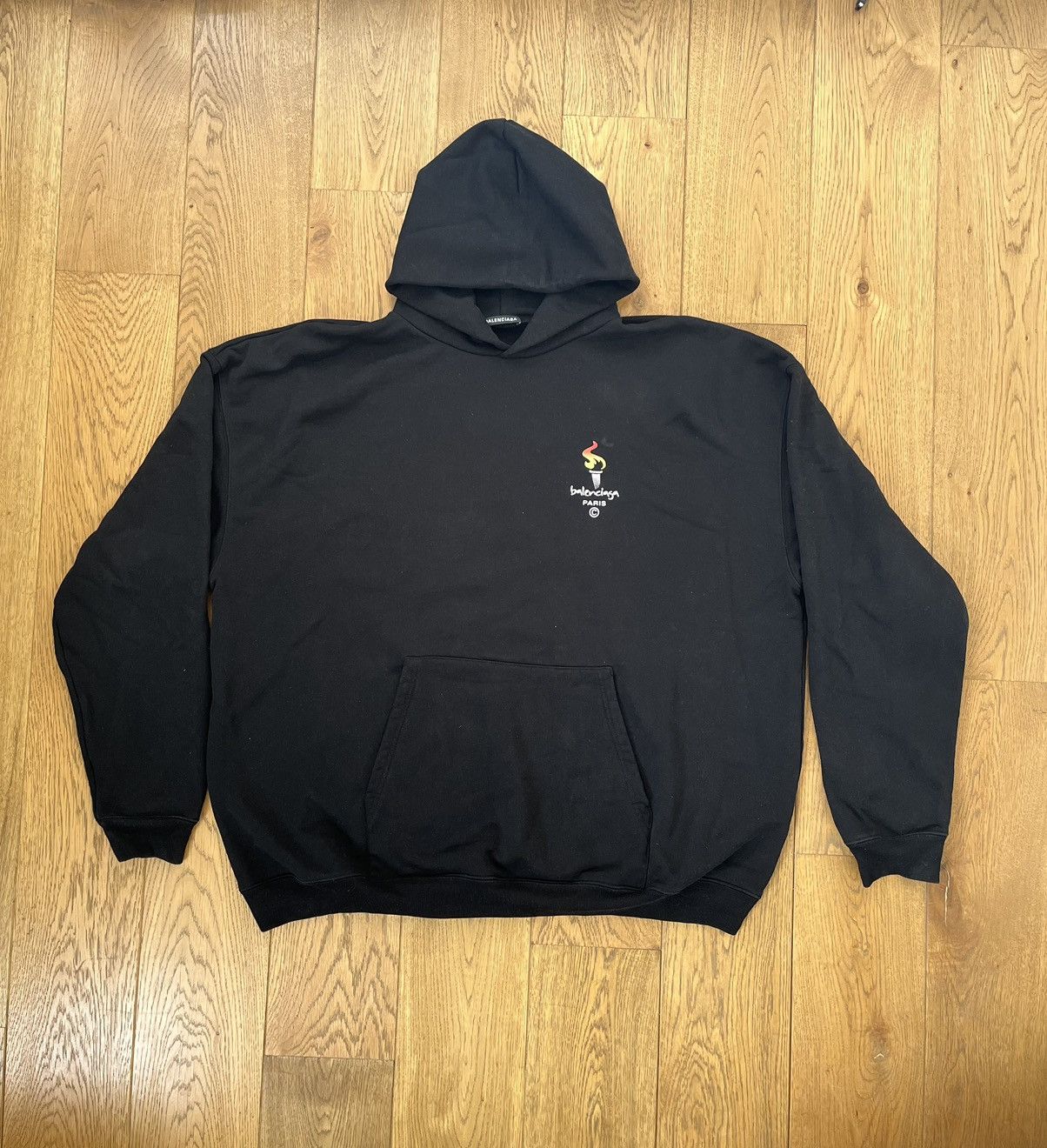 image of Balenciaga Olympic Oversized Hoodie in Black, Men's (Size XL)