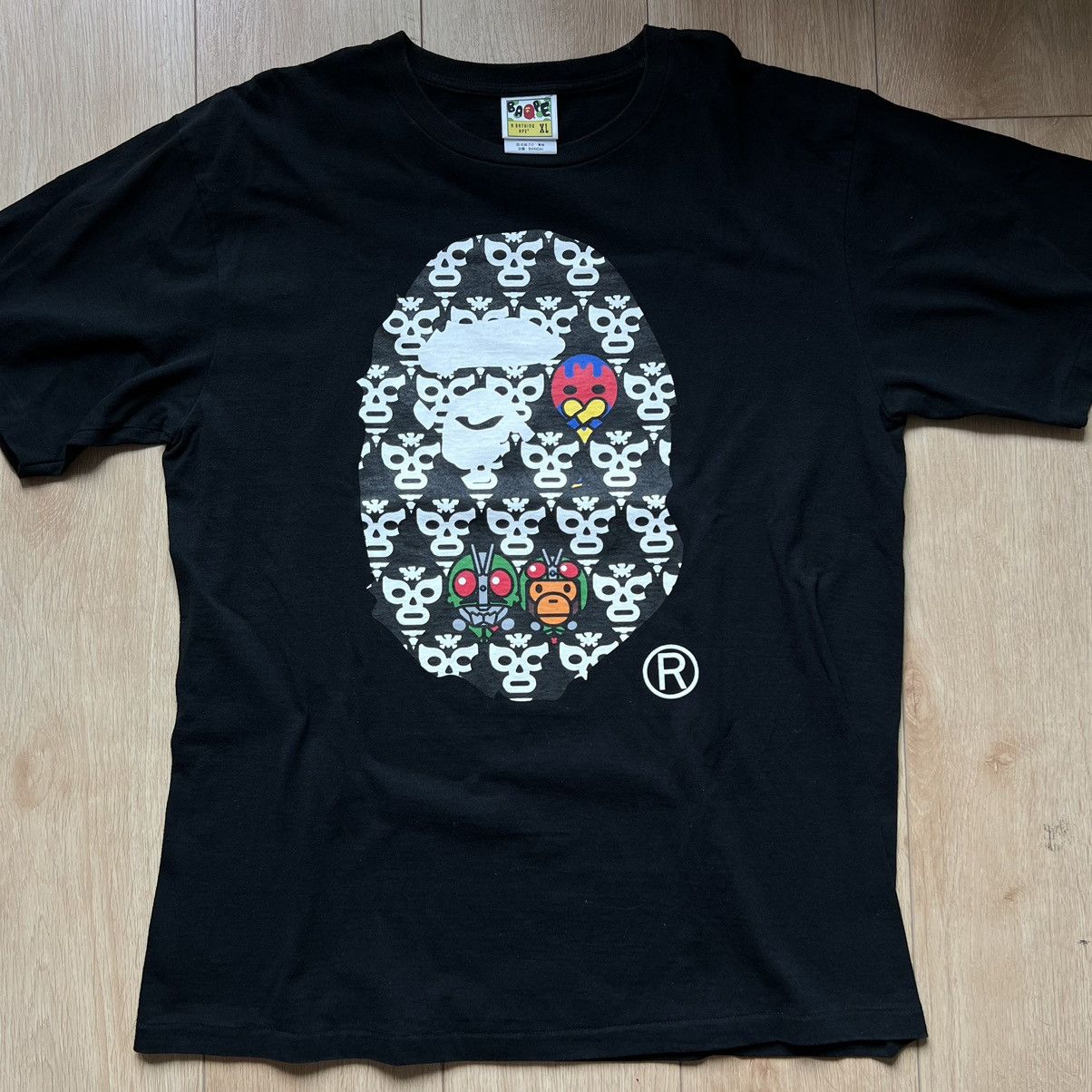 image of Bape X Kamen Rider Milo Big Ape Head Tee in Black, Men's (Size XL)