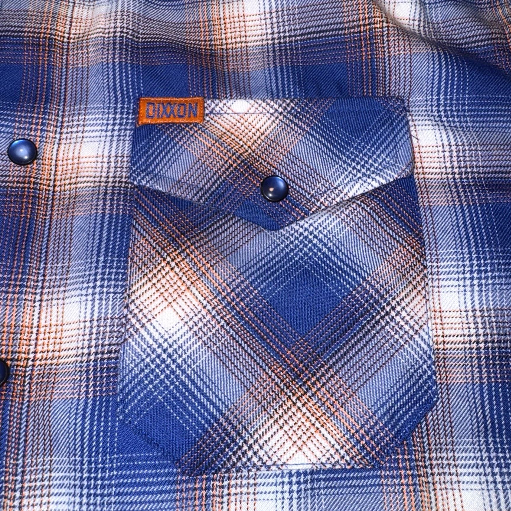 Vintage Dixxon Flannel The Great One Pearl Snap Shirt Size Large Blue White Orange Plaid Shirt Size US L / EU 52-54 / 3 - 3 Thumbnail