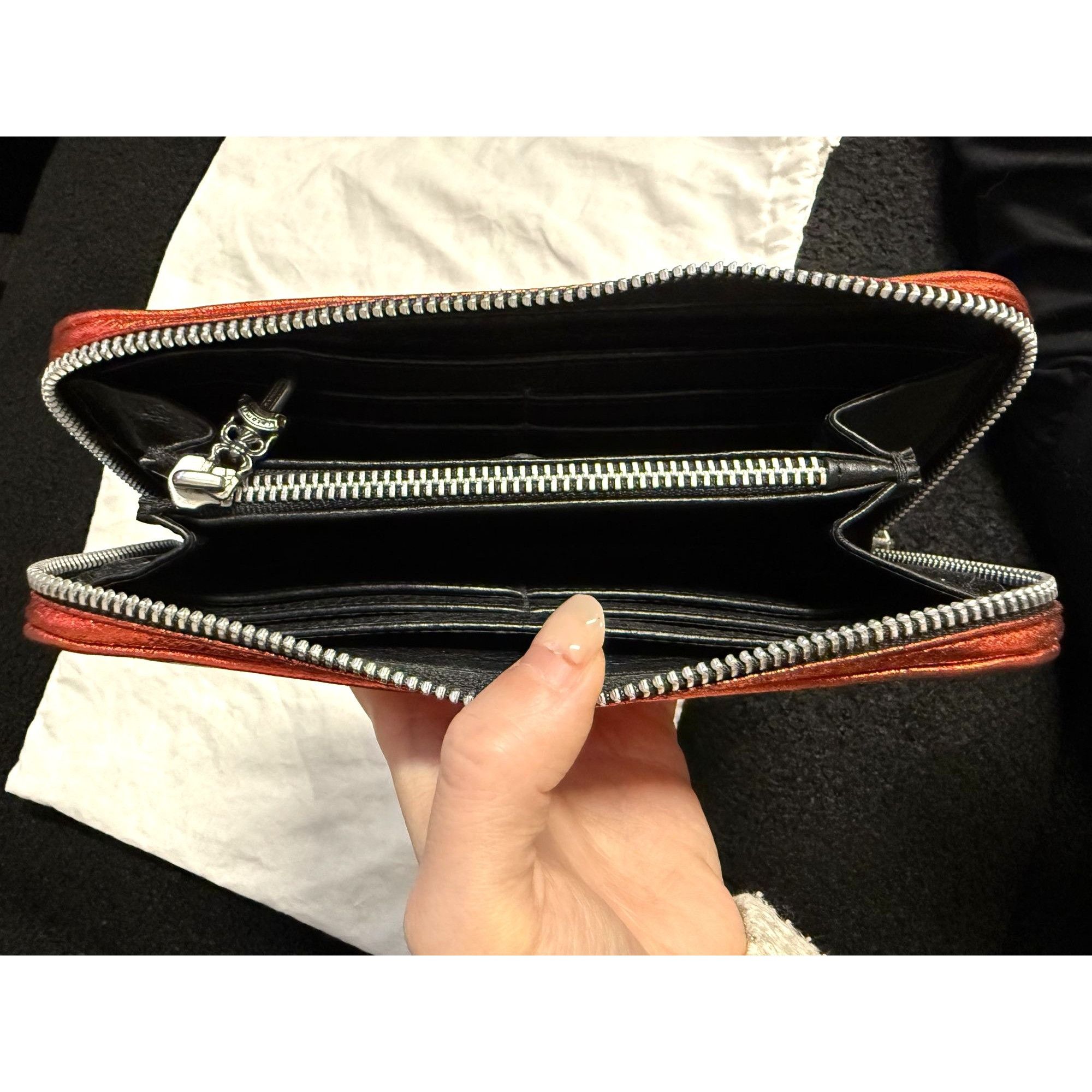 Chrome Hearts Chrome Hearts Red Metallic Leather Zipper Wallet With Cross Size ONE SIZE - 6 Thumbnail