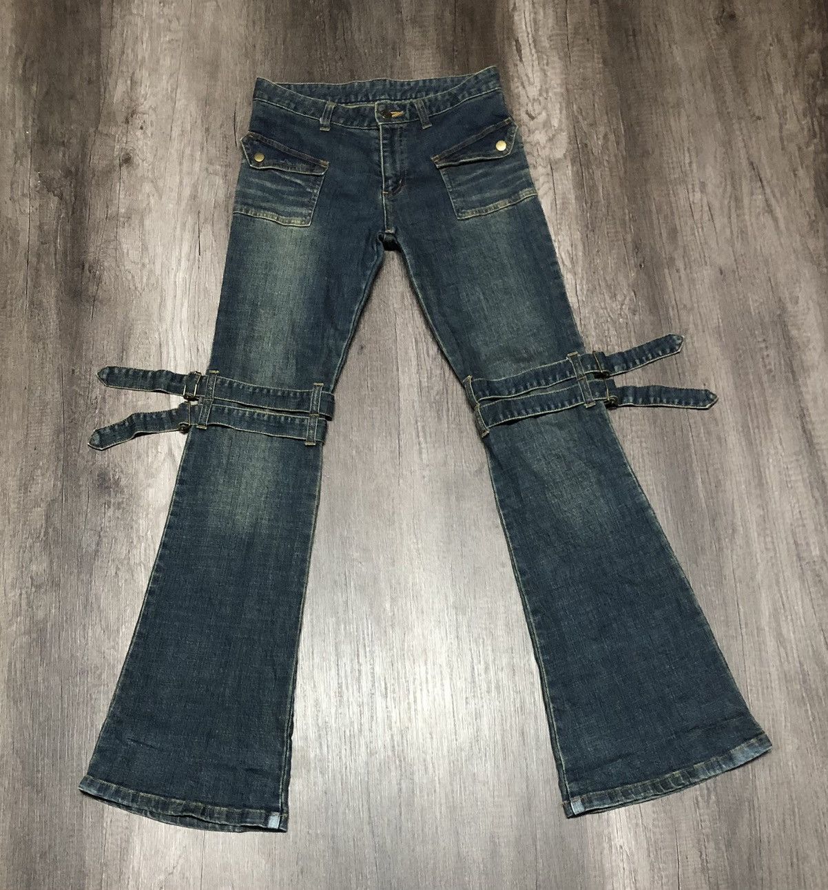 Japanese Brand Vintage Play Chess Flared Jeans Bondage Design Size US 28 / EU 44 - 6 Thumbnail