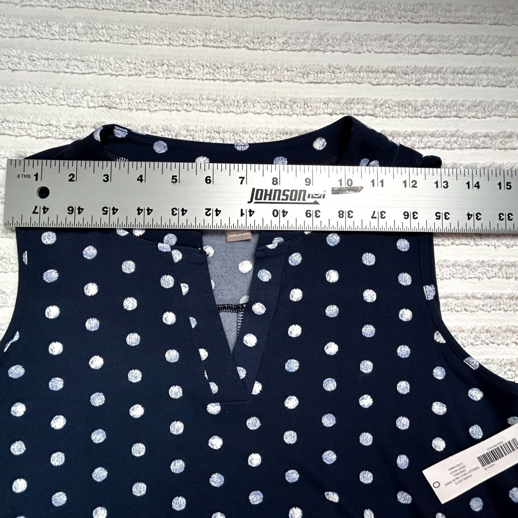 Vintage Chico's Womens Sleeveless Dress Stripe Polka Dot Blue 0 NWT Shelley Split Neck Knee Length Dress Size XS / US 0-2 / IT 36-38 - 6 Thumbnail
