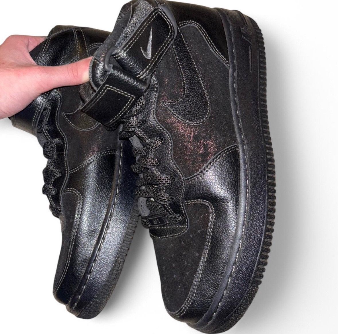 Nike Custom Sparkly Black Mid Air Force Ones Size US 9 / IT 39 - 2 Thumbnail