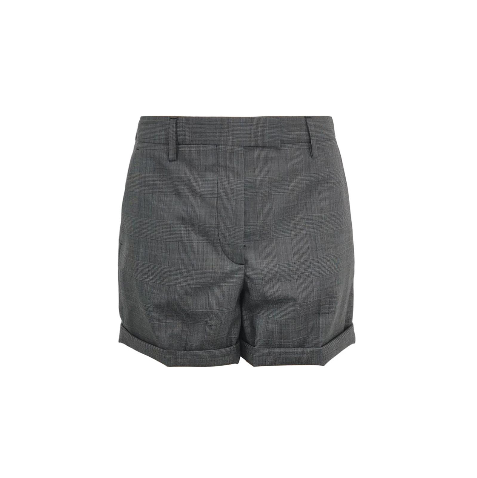 Prada Prada Gray Wool Plaid Cuffed Shorts Size 36 0089 Size 36" / US 14 / IT 50 - 1 Thumbnail