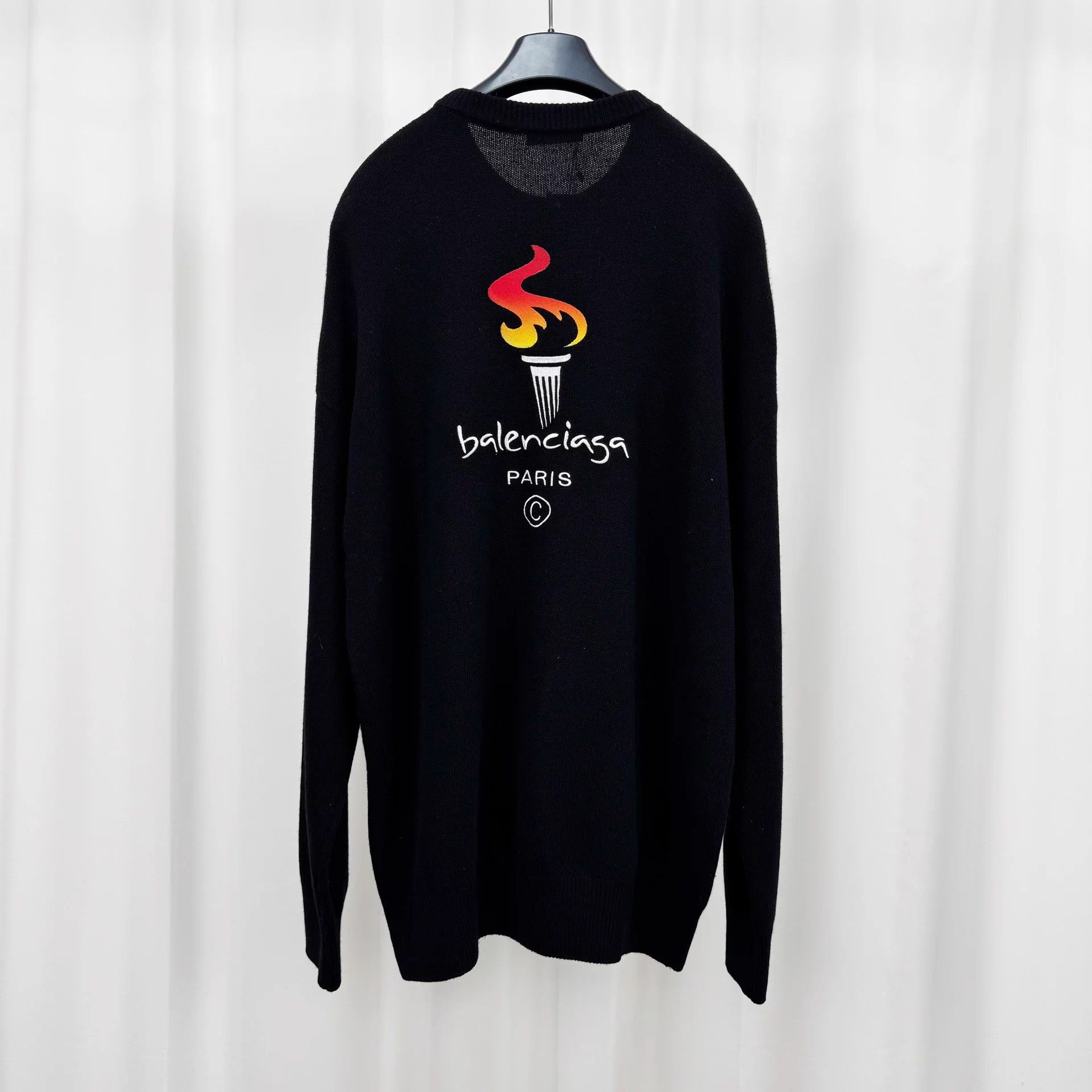 Balenciaga Balenciaga Torch Embroidered Logo Wool Sweater S 99N Size US S / EU 44-46 / 1 - 2 Thumbnail