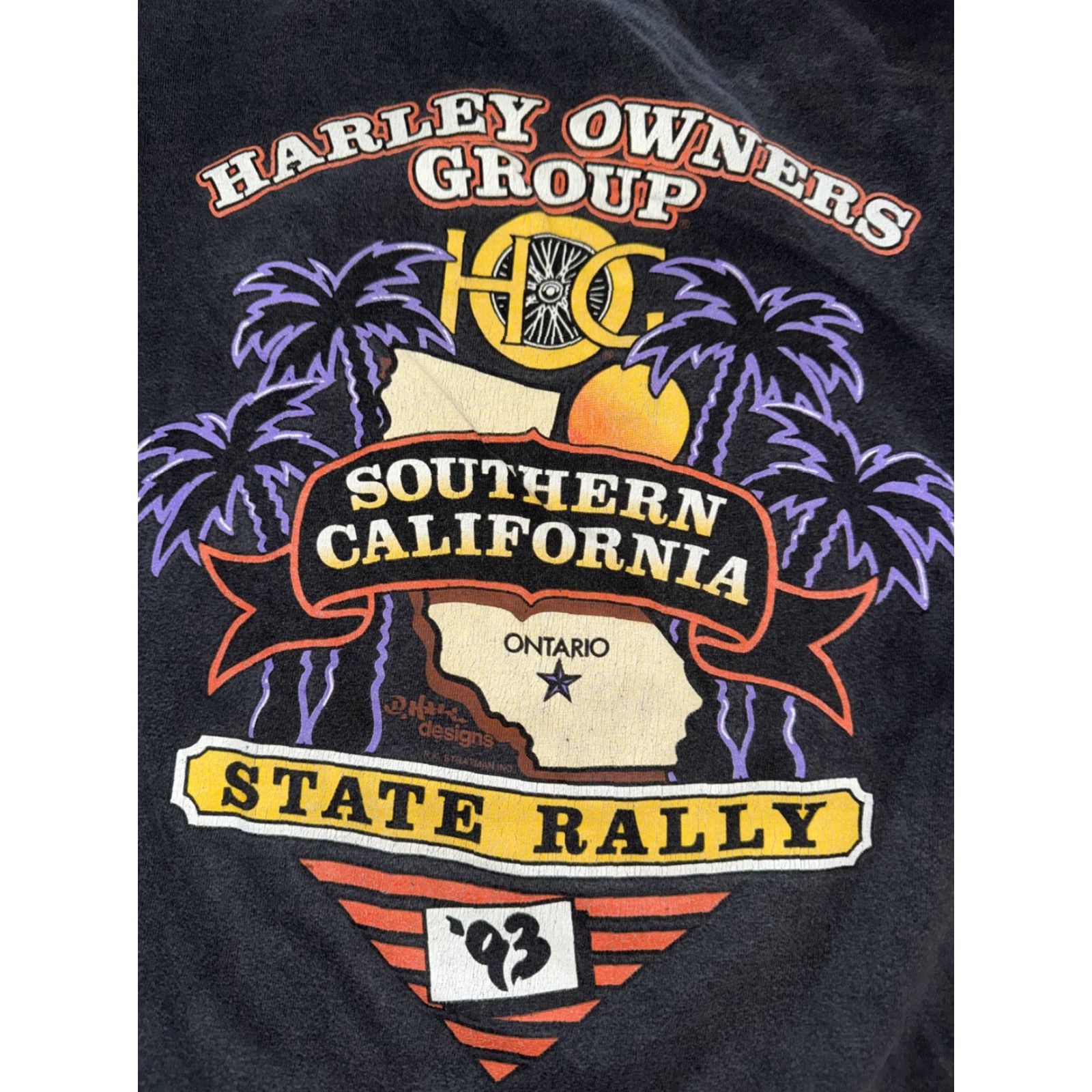 Harley Davidson VINTAGE Harley-Davidson T-Shirt Black Large USA 1993 R.K. Stratman Men L Short Sleeve Made In USA Mens Size US L / EU 52-54 / 3 - 2 Thumbnail