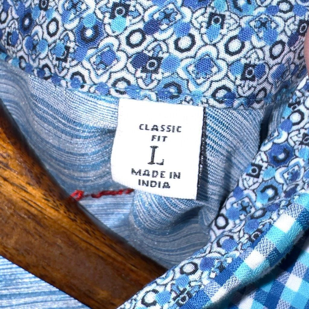 Robert Graham Robert Graham Blue Print Button Up Dress Shirt Size L Size US L / EU 52-54 / 3 - 3 Thumbnail
