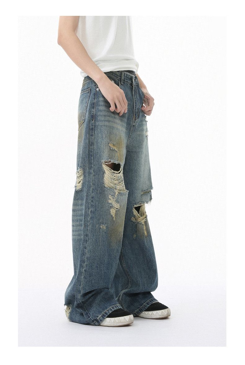 Japanese Brand × Jean American style distressed trendy retro wide-leg ripped jeans Size US 32 / EU 48 - 4 Thumbnail