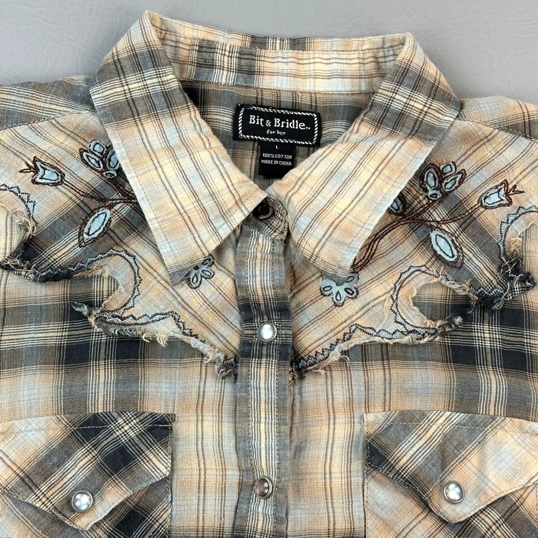 Vintage Bit & Bridle Shirt Women's Large Plaid Pearl Snap Cowgirl Western Rodeo Y2K Size L / US 10 / IT 46 - 5 Thumbnail