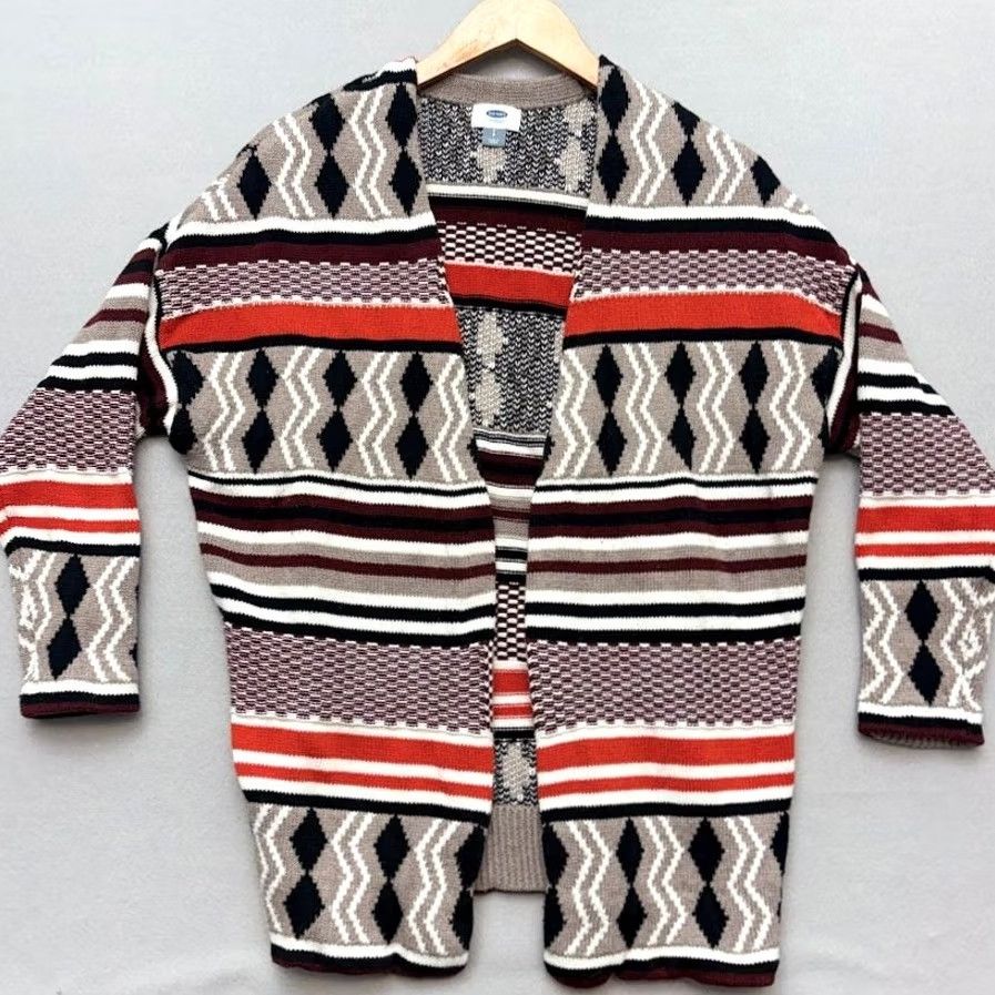 Old Navy Old Navy Southwestern Tribal Open Front Cardigan Aztec Stripe Longline Sweater S Size S / US 4 / IT 40 - 3 Thumbnail