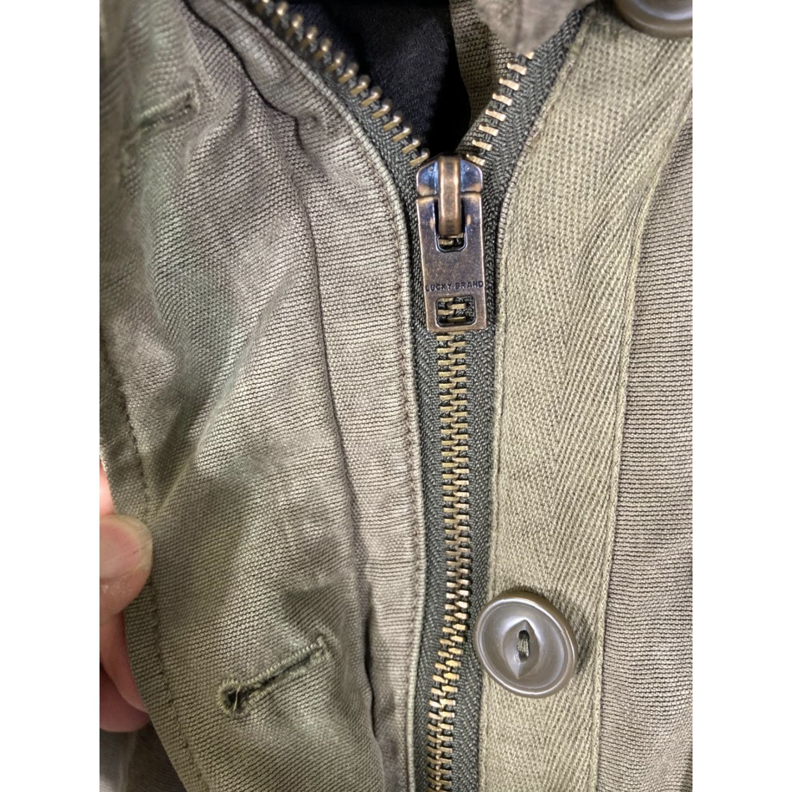 Lucky Brand Lucky Brand Military Parka Jacket Womens L Olive Green Flannel Lined Full Zip Hooded Pockets Casual Outdoor Fall Winter Spring Size L / US 10 / IT 46 - 5 Thumbnail