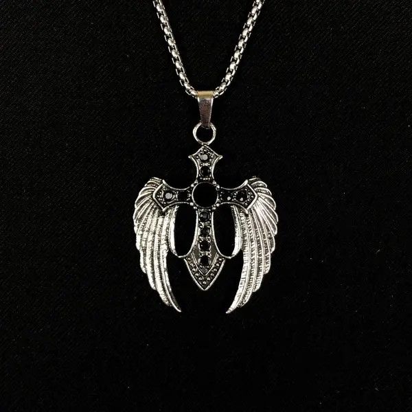VIBE Wings Cross Necklace Crystal Chain Punk Gothic Size ONE SIZE - 5 Thumbnail