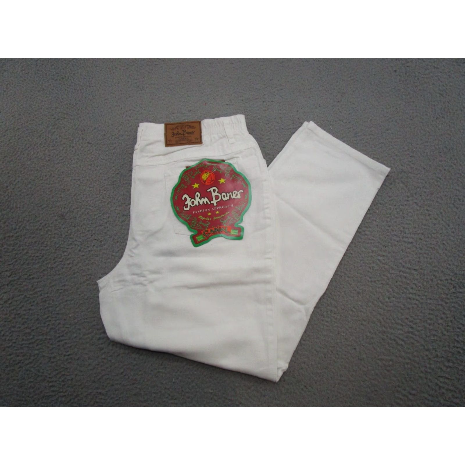 Denime VINTAGE 90s John Baner White Denim Jeans Women's Plus Size 18 Elastic Waist Straight Denim Jeans Womens, 90s Theme Size 40" / US 18 - 2 Thumbnail