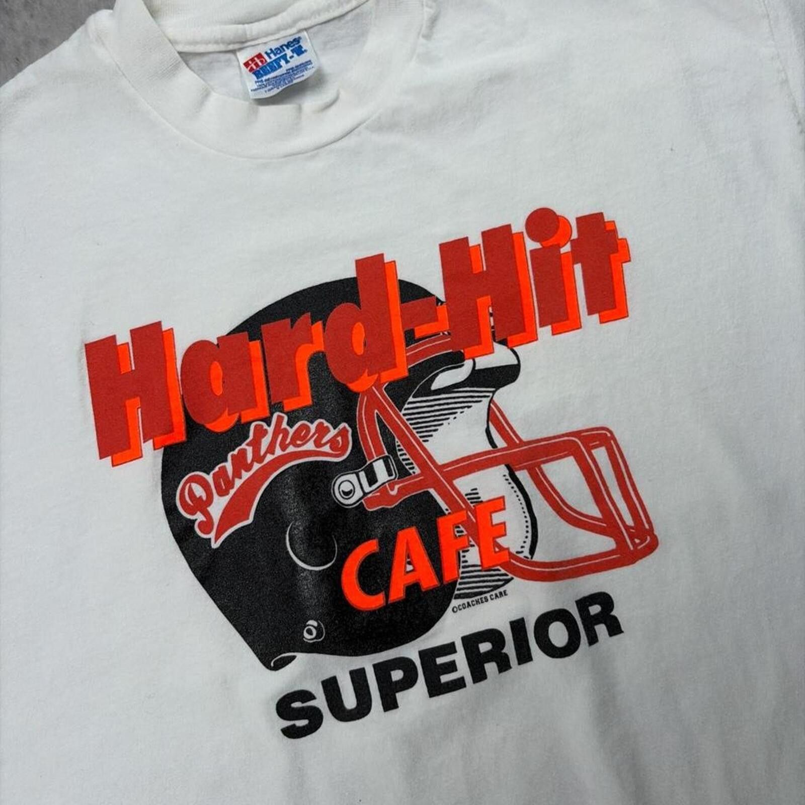 Hanes Vintage White Hard Rock Cafe NFL Panthers Football T-Shirt Size US XL / EU 56 / 4 - 6 Thumbnail