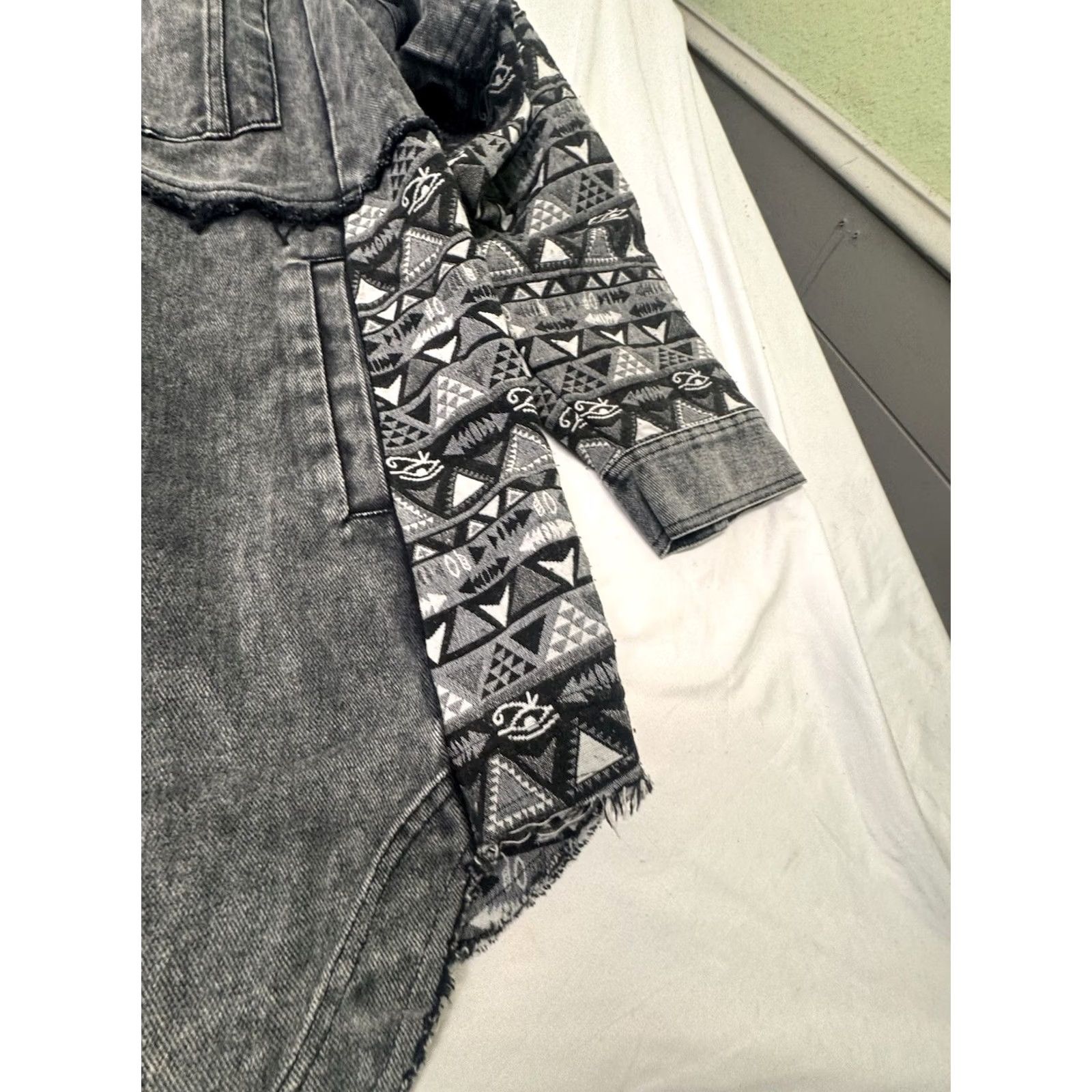 Denime Oli & Hali Jacket Shacket Black Size S Patchwork Flannel Denim Corduroy Button Snap Casual Workwear Oversize Women Size S / US 4 / IT 40 - 5 Thumbnail
