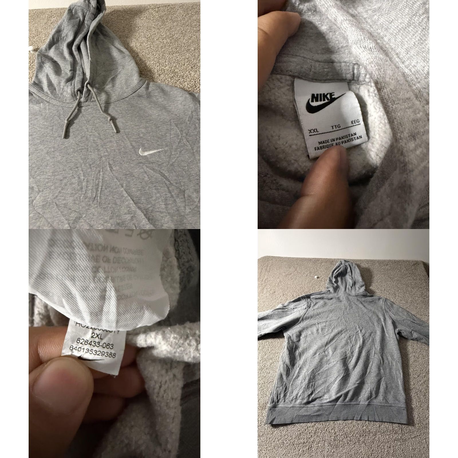 Nike Nike Hoodie Mens 2XL Gray Pullover Fleece Sweatshirt Swoosh Logo Kangaroo Pocket Crew Neck Long Sleeve Size US XXL / EU 58 / 5 - 8 Thumbnail
