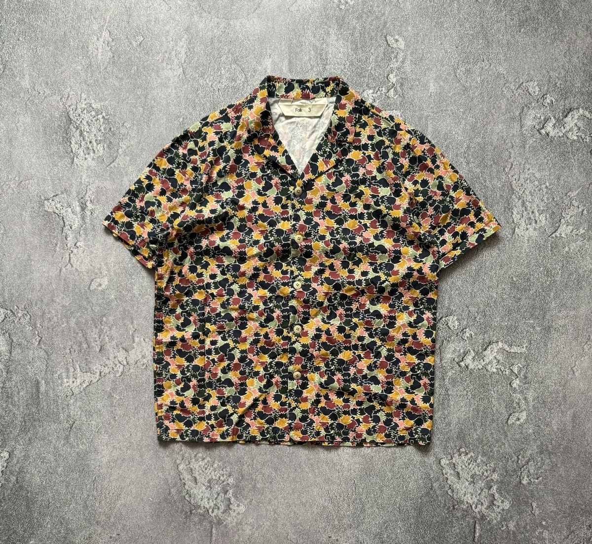 Designer × Folk Folk 3 all printed leaves🍁 flowers shirt button short sleeve Size US L / EU 52-54 / 3 - 4 Thumbnail