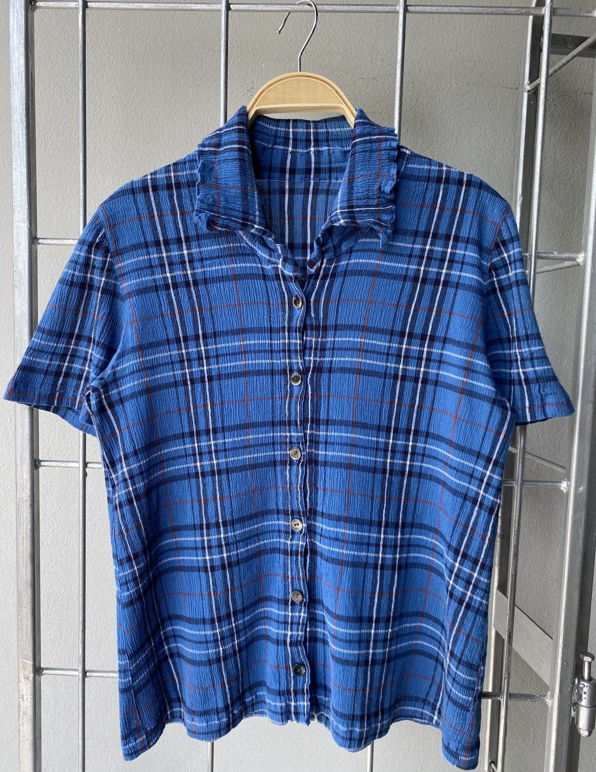 Tsumori Chisato Tsumori Chisato Blue Plaid Blouse with White & Red Accents. Size M / US 6-8 / IT 42-44 - 1 Thumbnail