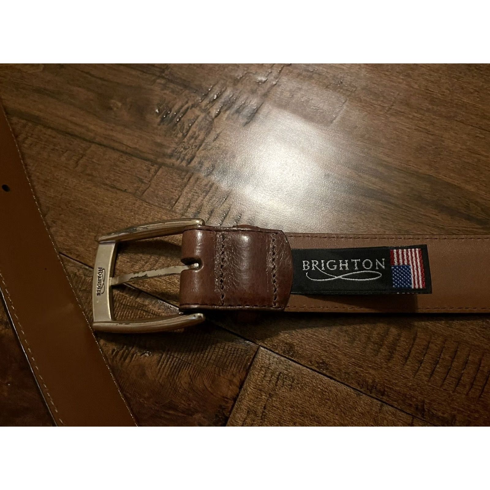 Brighton Brighton Brown Leather Belt Men's 36 Made in USA Italian Calfskin M11075 Size 36 - 4 Thumbnail