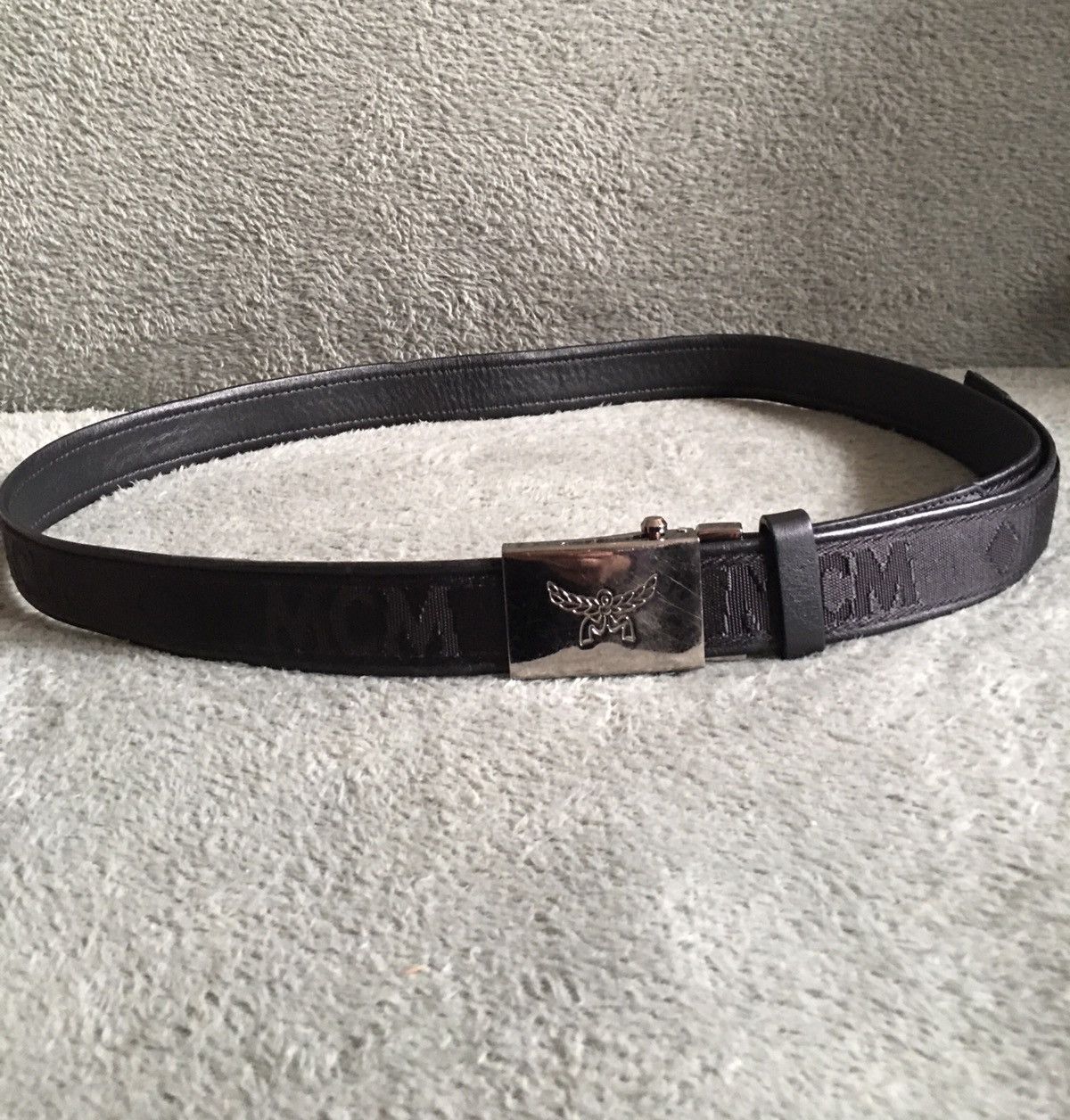MCM MCM Black Monogram Logo Canvas Leather Buckle Belt Size ONE SIZE - 3 Thumbnail
