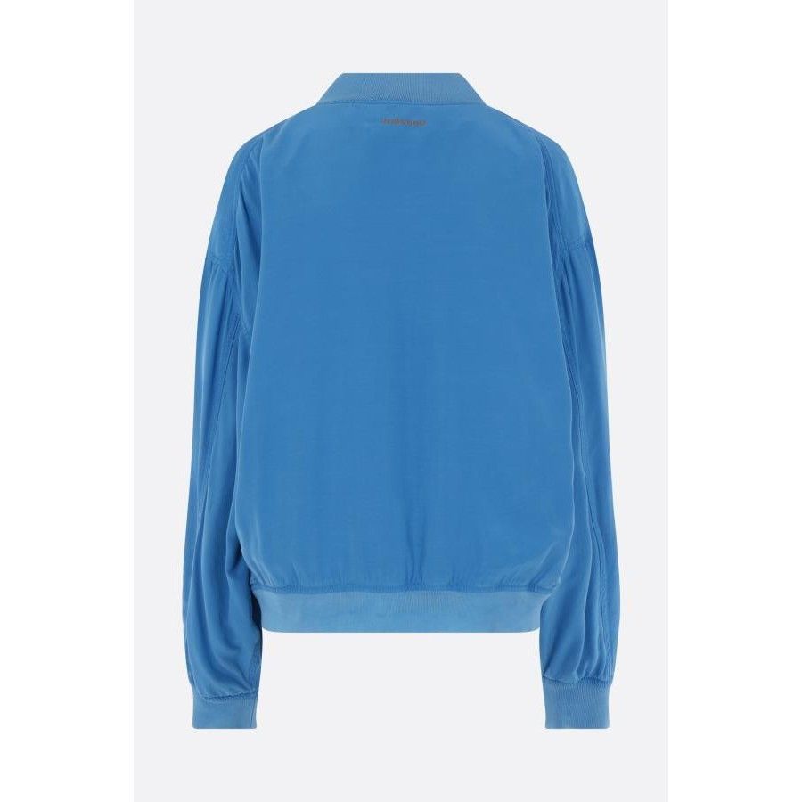 Versace VERSACE Blue Silk Poplin Bomber Jacket New & Authentic (Wome Size M / US 6-8 / IT 42-44 - 2 Thumbnail