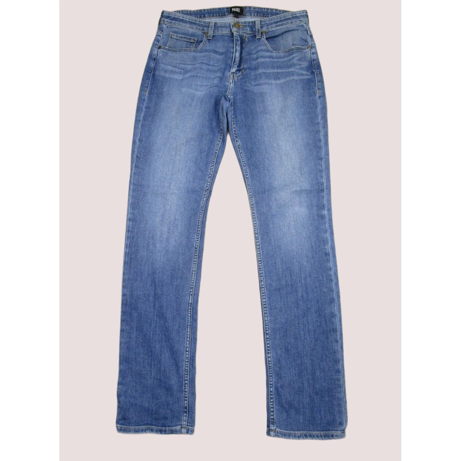 Paige Paige Federal Jeans Men 33 Blue Straight Slim Denim Light Wash 5-Pocket Logo 34 Inseam Regular Size Type: Jeans Size US 33 - 1 Thumbnail