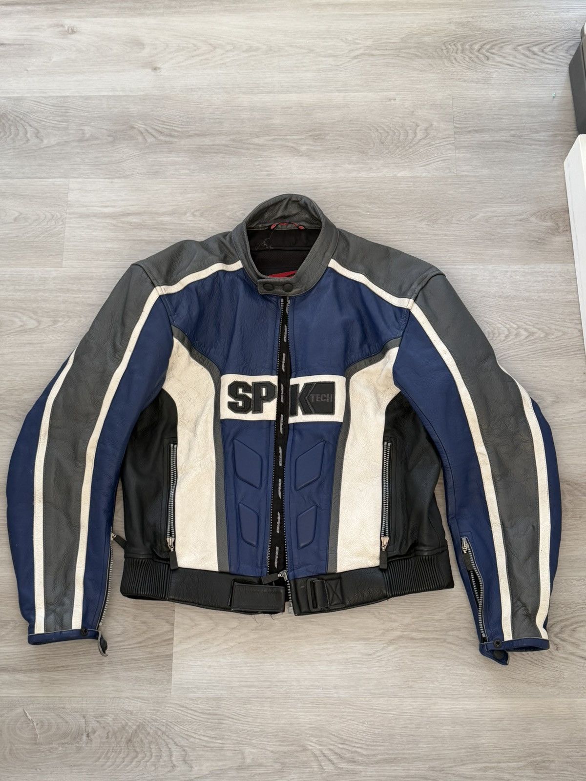 Vintage Vintage Spyke Tech Leather Racing Jacket - Blue/Grey/White Size US L / EU 52-54 / 3 - 1 Thumbnail