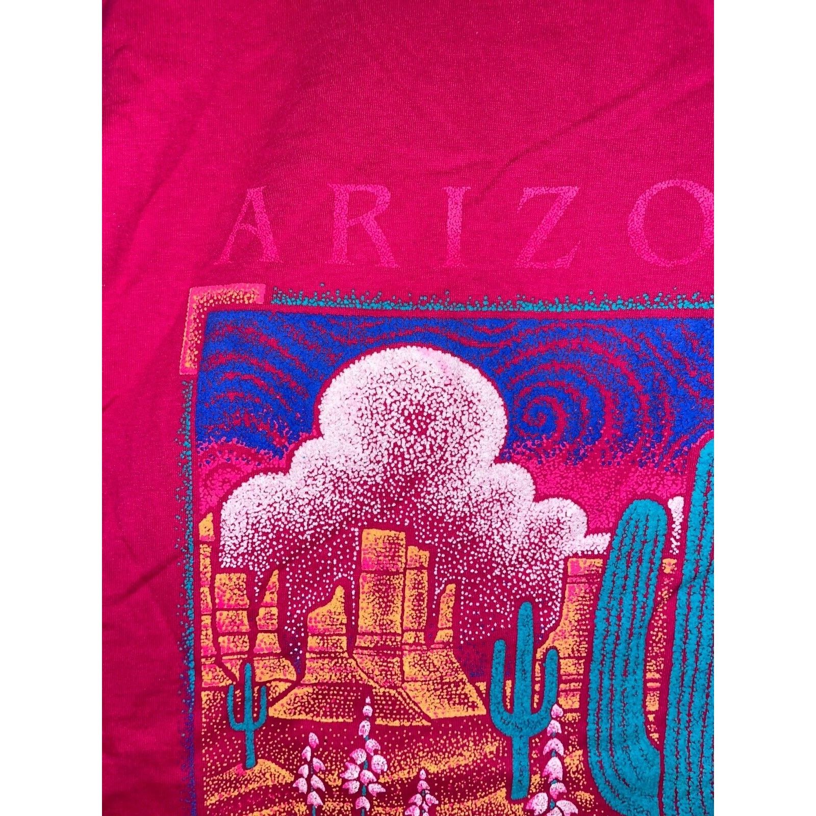 Jerzees Vintage Arizona Desert Shirt Cactus Pink Tee VTG 90s Large Size US L / EU 52-54 / 3 - 2 Thumbnail