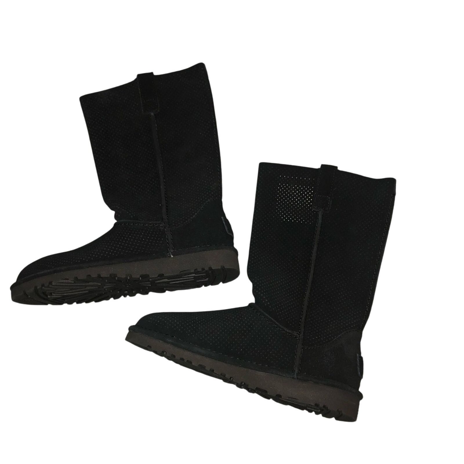 Ugg NEW UGG TALL BLACK LEATHER PERFORATED LEATHER BOOT SZ 5 Size US 5 / IT 35 - 10 Thumbnail