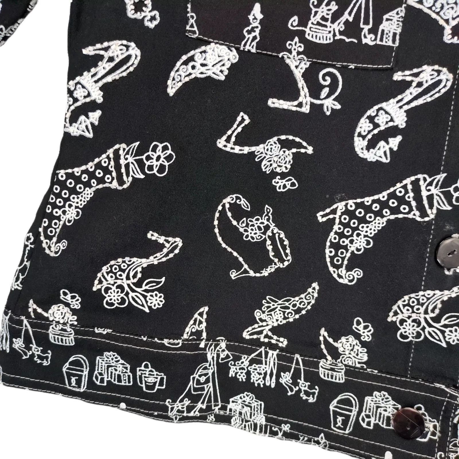 Vintage Faith Women's S Beaded Embellished Artsy Print Jacket Size S / US 4 / IT 40 - 6 Thumbnail