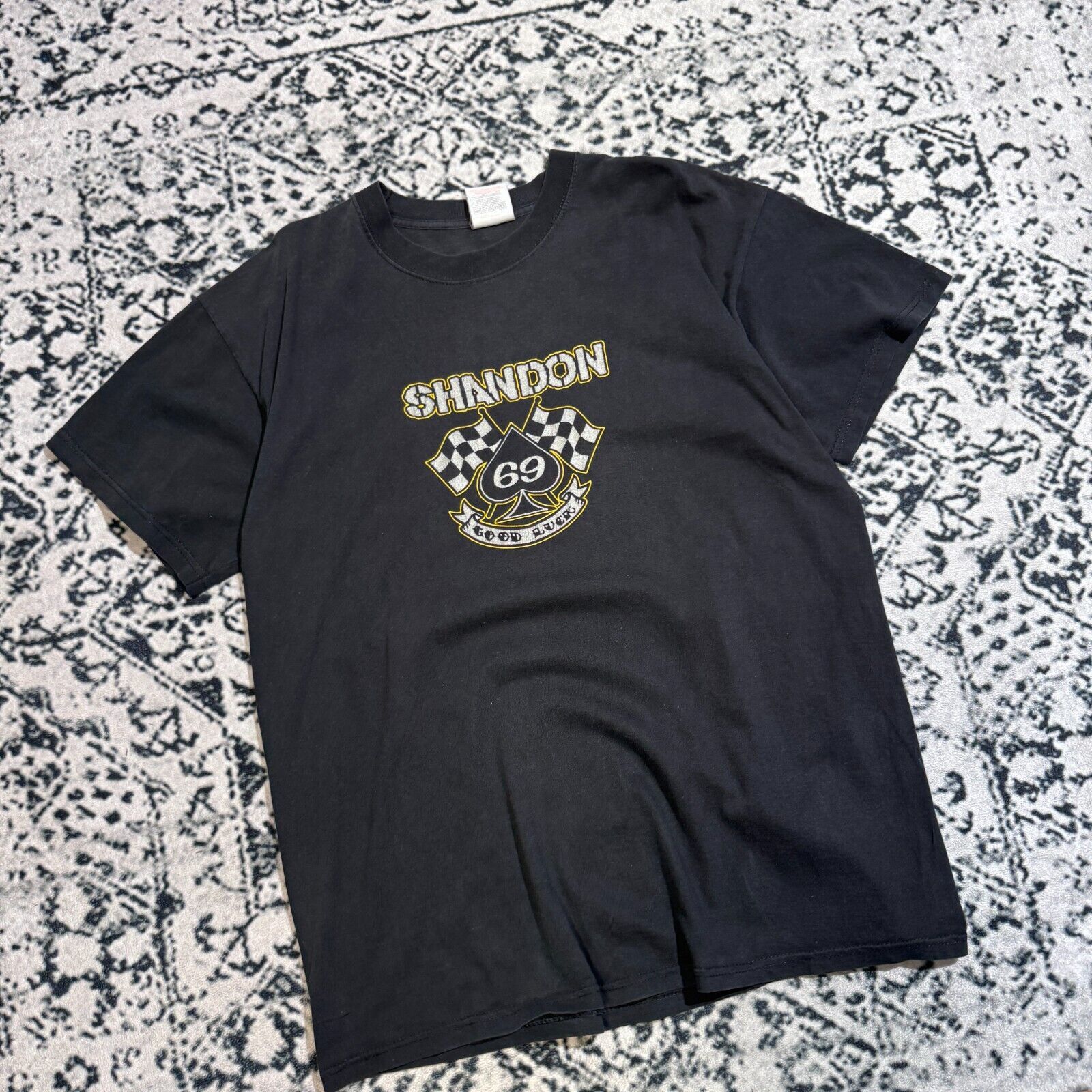 Vintage Vintage Black Cotton T-Shirt Size L Shandon Y2K 69 Team Size US L / EU 52-54 / 3 - 3 Thumbnail