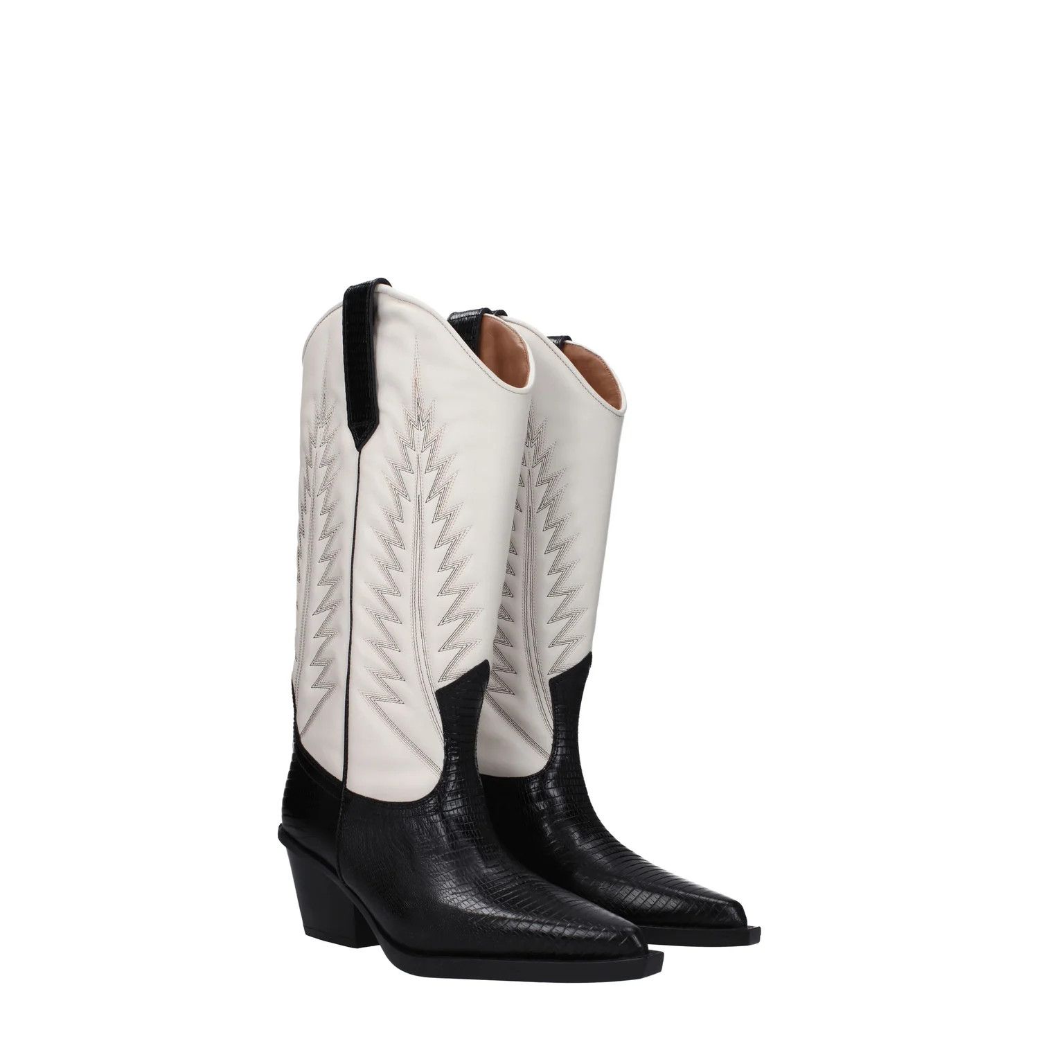 Paris Texas ob1o1e1124 Leather Boots in Black Beige Size US 5 / IT 35 - 2 Thumbnail