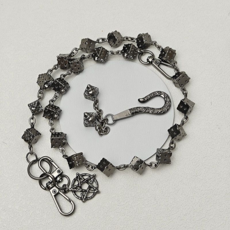 Vintage Retro Dice Skull Pants Chain Ghost Head Size ONE SIZE - 3 Thumbnail
