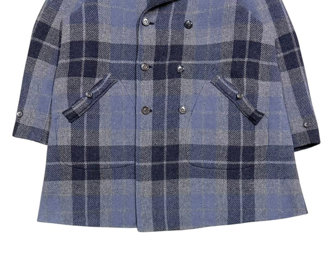 45rpm Vtg💥45rpm Indigo/Tartan Mohair Double Breasted Long Jacket Size US M / EU 48-50 / 2 - 12 Thumbnail