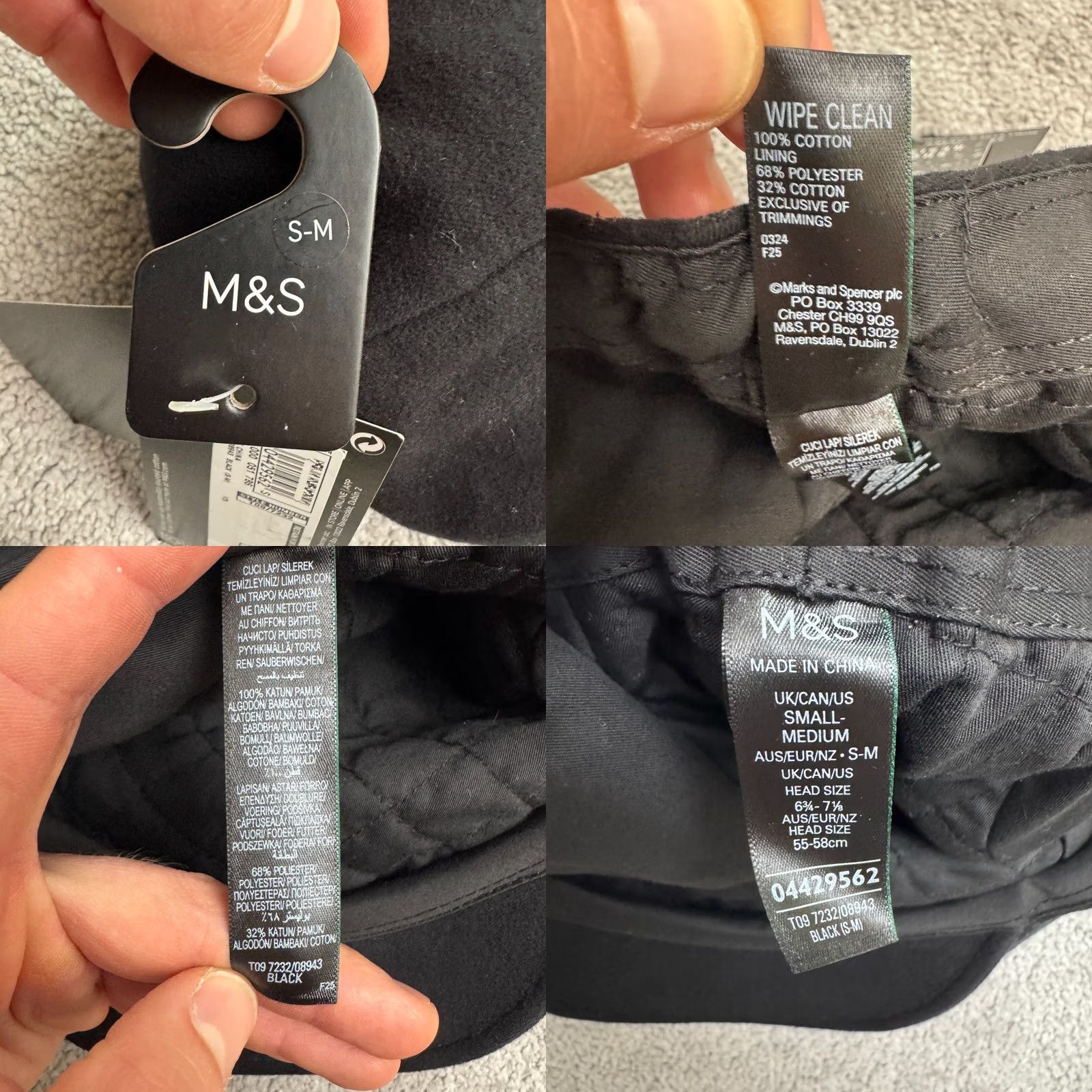 OAMC M&S Mark & Spencer Flat Cap Hat S/M Stormwear Shower Resistant Quilted Lined Black Cotton Men Flat Cap Lane? Size ONE SIZE - 9 Thumbnail