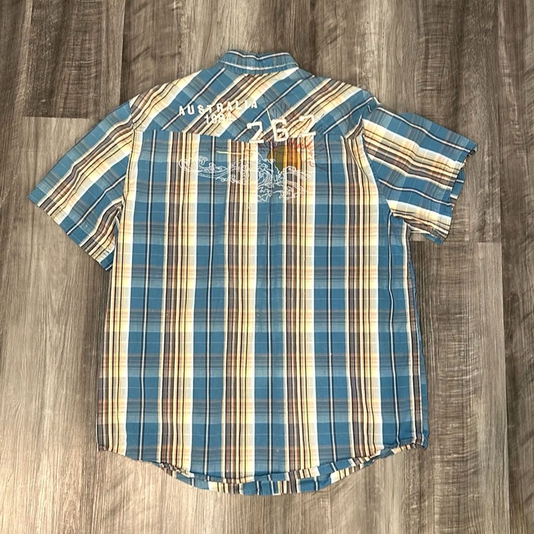 Vintage Jimmy’z Brand Australia Sunset Western Vintage Short Sleeve Pearl Snap XL Men Blue Cotton 100% Shirt Mens XL Pearl Snap Western Vintage Sunset 80s-90s Size US 36 / EU 52 - 3 Thumbnail
