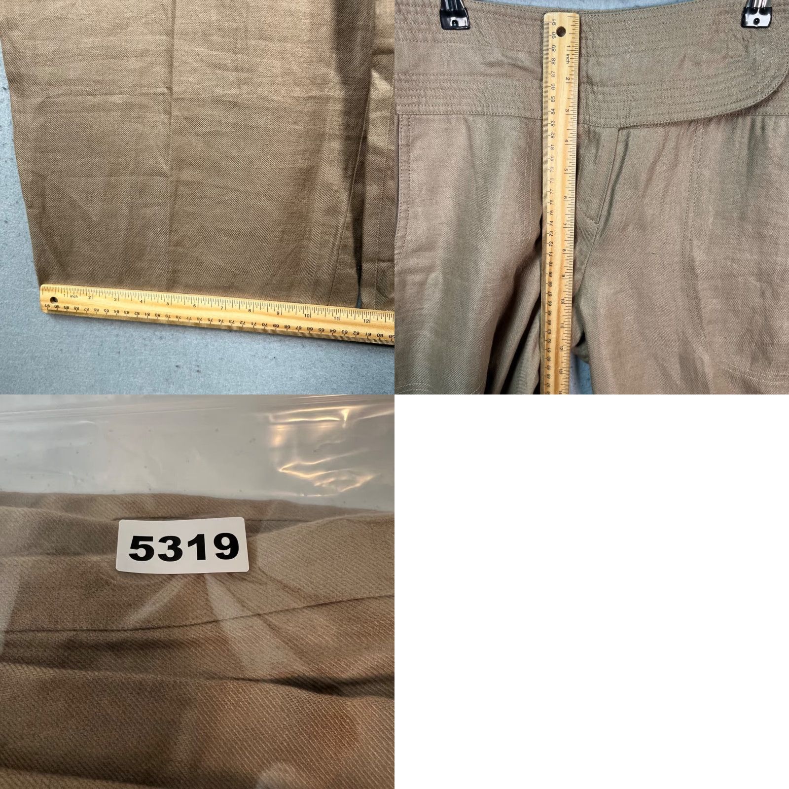 Armani Armani Collezioni Womens Pants 42 Beige Linen Wide-Leg Dress Pants Adult Womens 42 Beige Linen Wide-Leg High Rise 28in Inseam Size 28" / US 6 / IT 42 - 8 Thumbnail