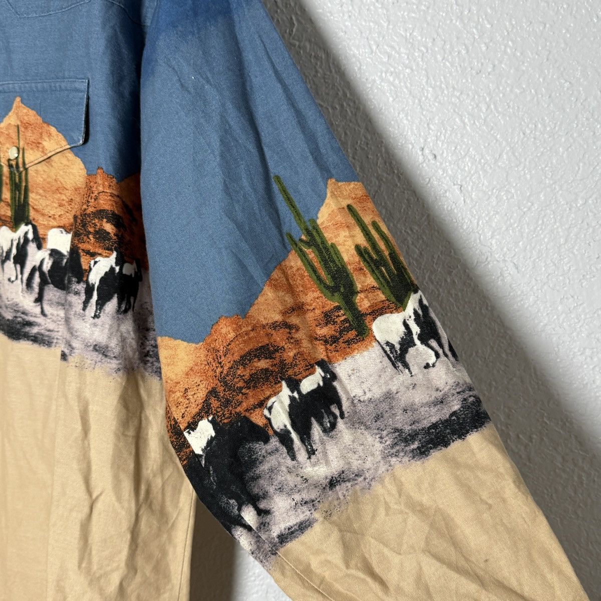 Wrangler Vintage 90's Wrangler Western Pearl Snap Desert Horse Cowboy Size US XL / EU 56 / 4 - 5 Thumbnail