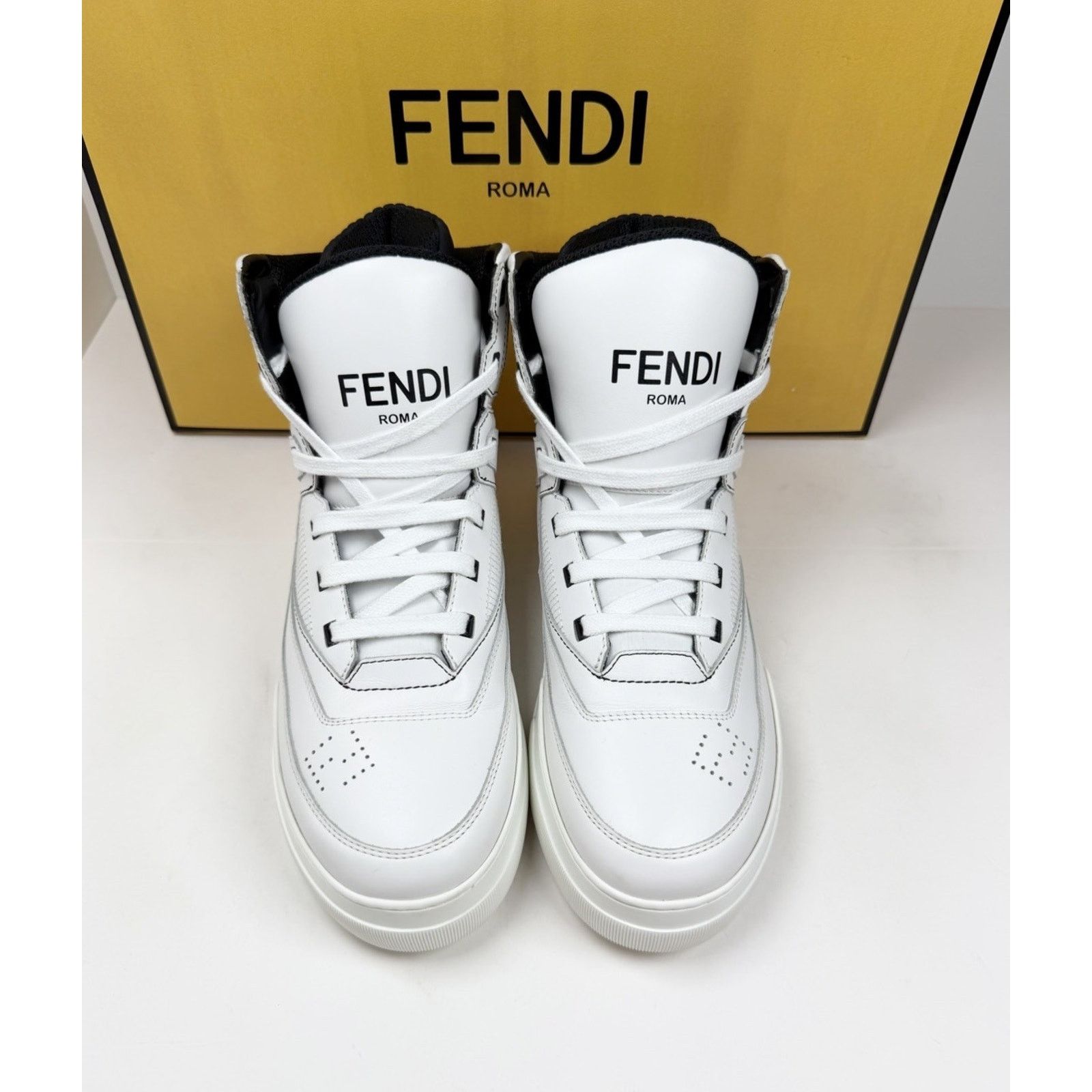 Fendi Size 8UK/9US - Fendi Vitello Logo Leather High Top Size US 9 / EU 42 - 3 Thumbnail