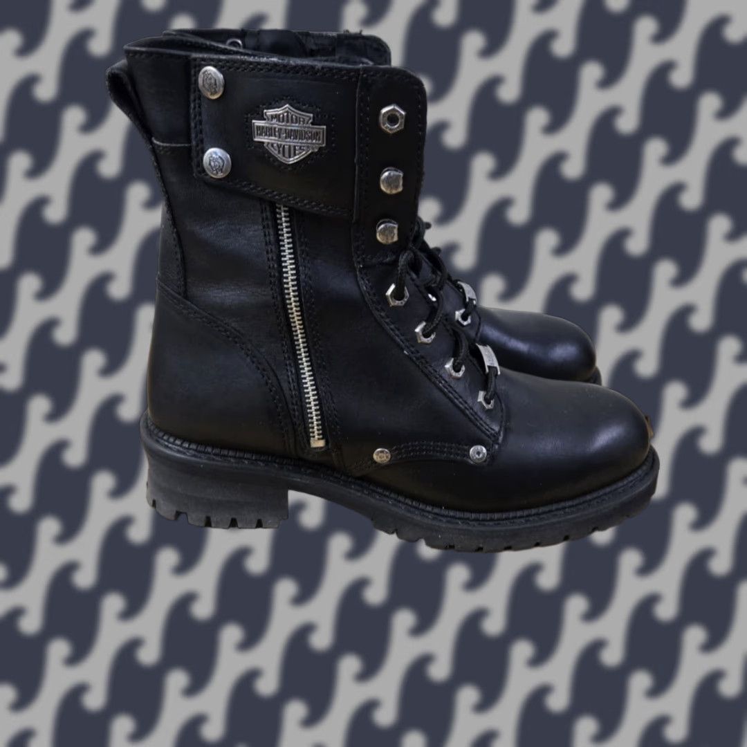 Harley Davidson VINTAGE Harley-Davidson Mens 8.5 Leather Motorcycle Boots Cimarron 95203 Black Size US 9 / EU 42 - 1 Thumbnail