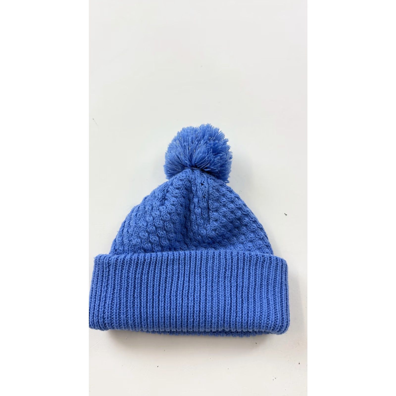 Adidas Adidas Beanie Hat Adult One Size Blue Knit Pom Pom Winter Acrylic Warm Cuff Size ONE SIZE - 2 Thumbnail
