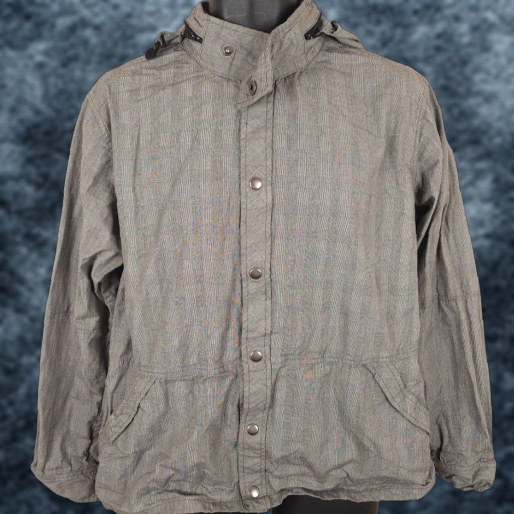 Vintage Hlaska Jacket Mens Large Gray Plaid Hooded Windbreaker Made In USA Size US L / EU 52-54 / 3 - 1 Thumbnail