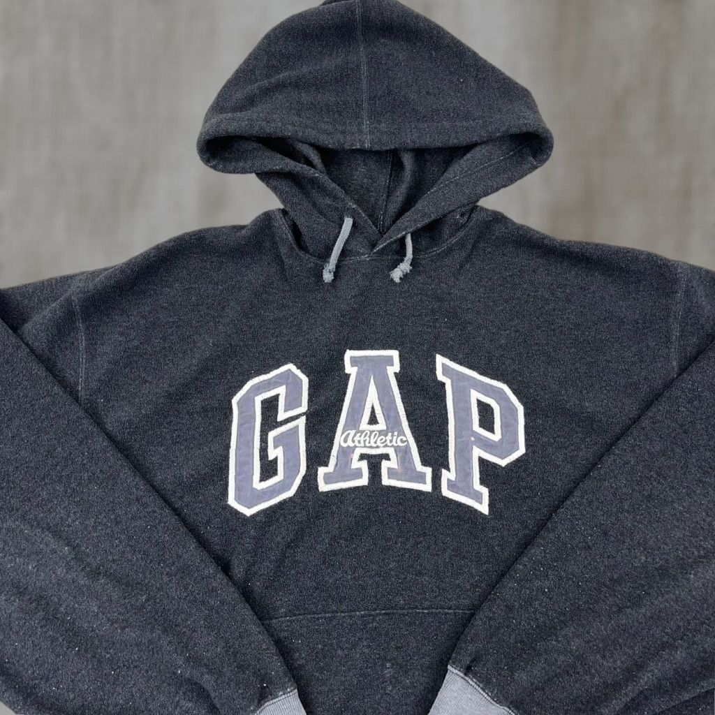 Gap VINTAGE Gap Hoodie Men L Gray 90s Grunge Logo Embroidered Fleece Pullover Athletic Sports Graphic Print Heavyweight Hooded Casual Pullover Mens Size US L / EU 52-54 / 3 - 1 Thumbnail